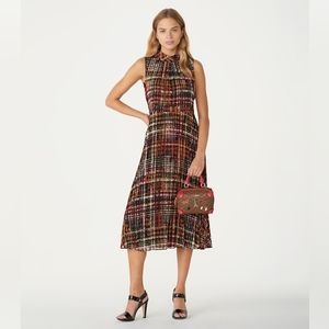 Karl Lagerfeld Printed Chiffon Lurex Pleated Dress